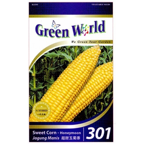 Green World Seeds F1 Jagung Manis (Sweet Corn - Honeymoon) – 5 Pack