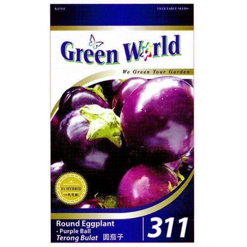 Green World Seeds F1 Terong Bulat (Round Eggplant - Purple Ball) – 5 Pack Green World Seeds F1 Terong Bulat (Round Eggplant - Purple Ball) – 5 Pack