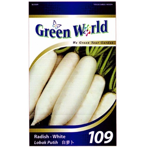 Green World Seeds Lobak Putih (Radish - White) – 5 Pack Green World Seeds Lobak Putih (Radish - White) – 5 Pack